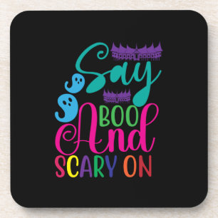Halloween Say Boo And Scary On Birthday Getränkeuntersetzer