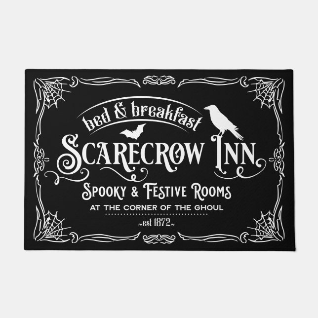 Halloween Scarecrow Inn Bed and Breakfast Raven Fußmatte (Vorderseite)