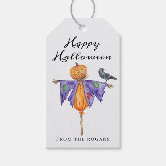 Halloween Scarecrow mit Pumpkin Geschenkanhänger (Vorderseite)