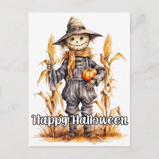 Halloween Scarecrow Pumpkin Postkarte (Vorderseite)