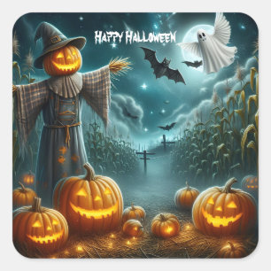 Halloween Scarecrow Quadratischer Aufkleber