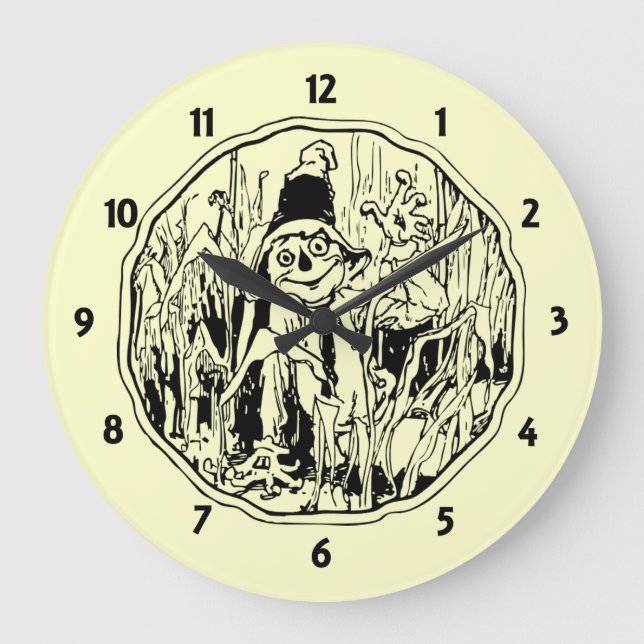 Halloween Scarecrow Wall Clock Große Wanduhr (Vorderseite)