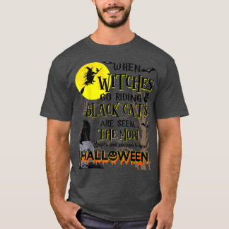 Halloween Scary Black Cat Jackolantern Witches Bat T-Shirt