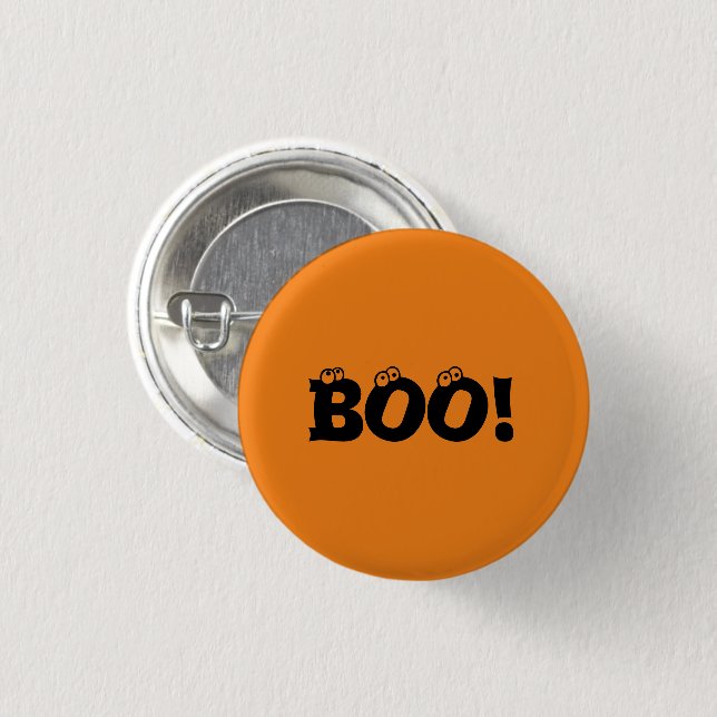Halloween Scary Boo! eyeballs black orange Button (Vorne & Hinten)