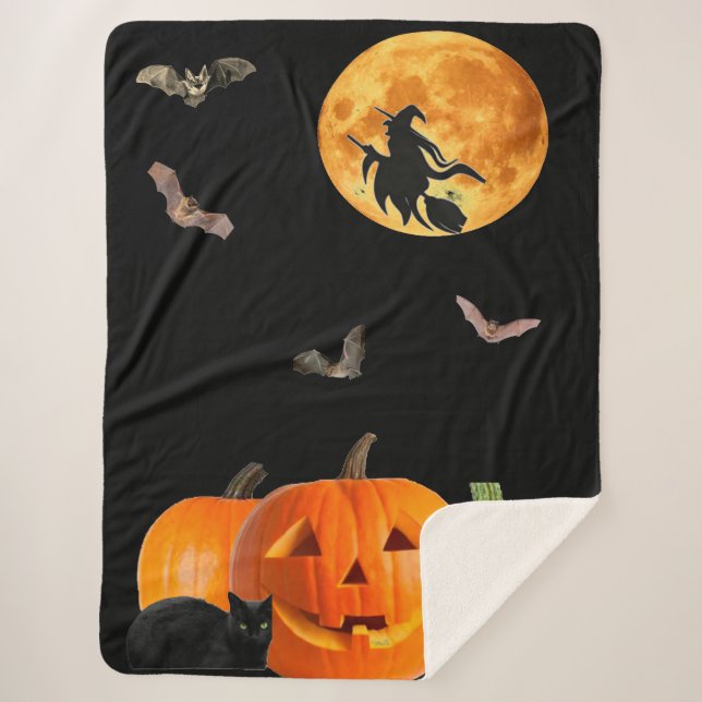 Halloween Scene Sherpa Blanket Sherpadecke (Vorderseite)