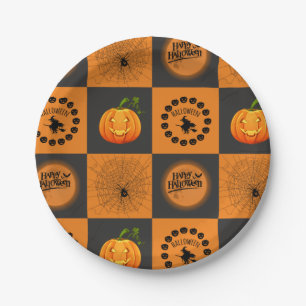 Halloween-Schachbrett Pappteller