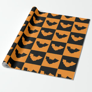 Halloween-Schachbretter Muster mit Fledermäusen Geschenkpapier