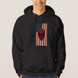 Halloween-Schädel Patriotisch Vintage Grusel Fahne Hoodie