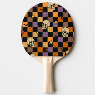 Halloween Schädel und Fledermäuse Tischtennis Schläger