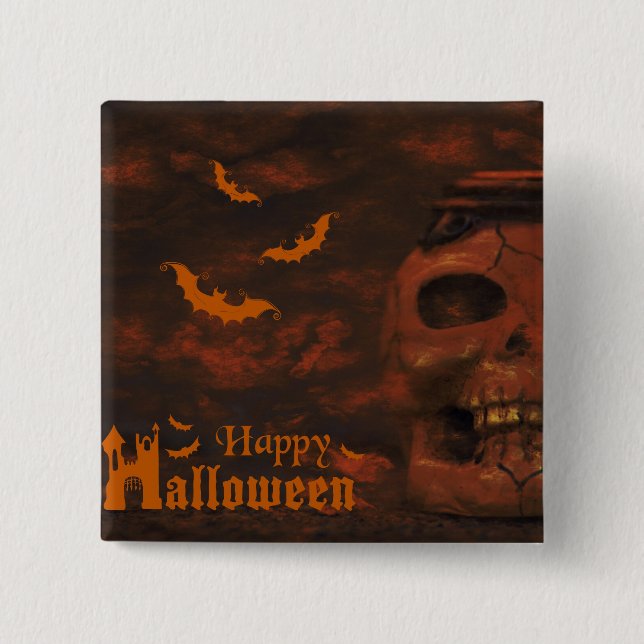 Halloween-Schädelschläger Button (Vorderseite)