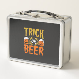Halloween-Scherz oder Bier Skelett Hände Metall Brotdose