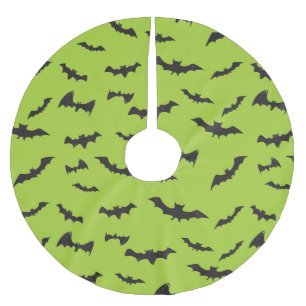 Halloween-Schläger auf Limonem Grün Polyester Weihnachtsbaumdecke