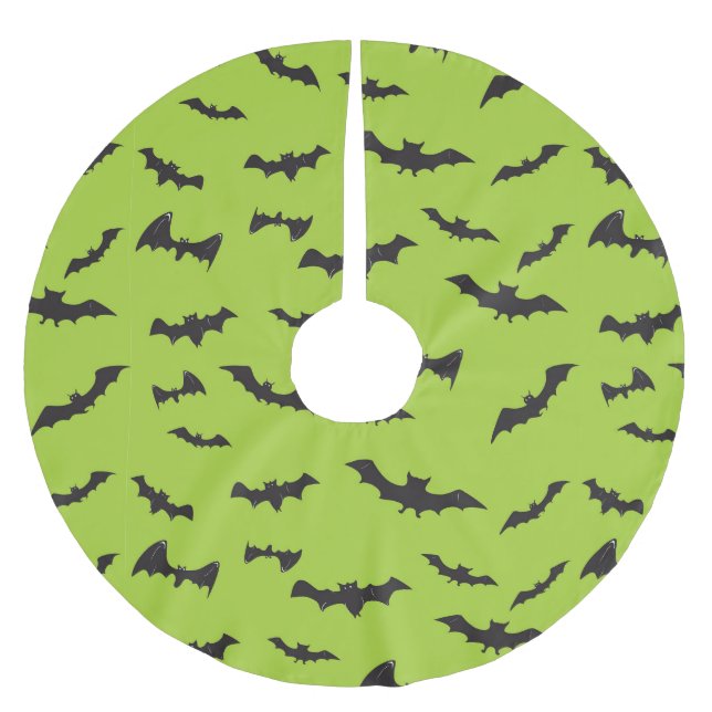 Halloween-Schläger auf Limonem Grün Polyester Weihnachtsbaumdecke (Vorderseite)