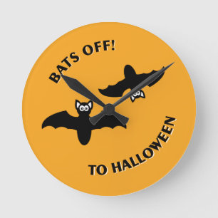 Halloween schlägt Orange Runde Wanduhr
