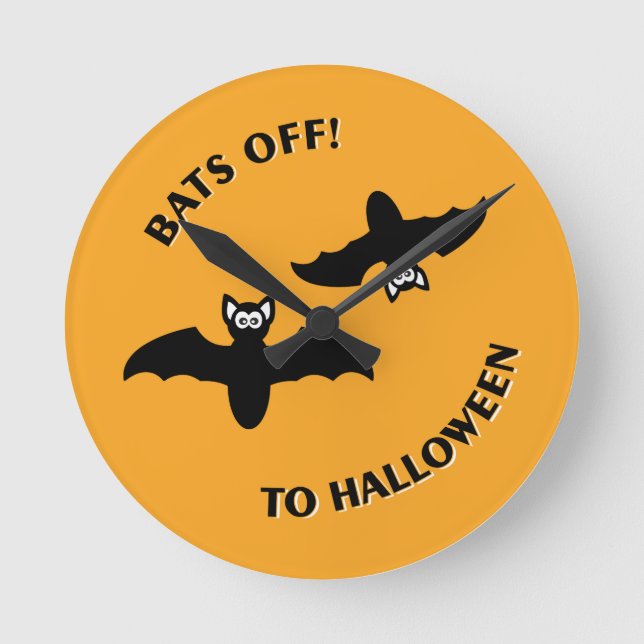 Halloween schlägt Orange Runde Wanduhr (Vorderseite)