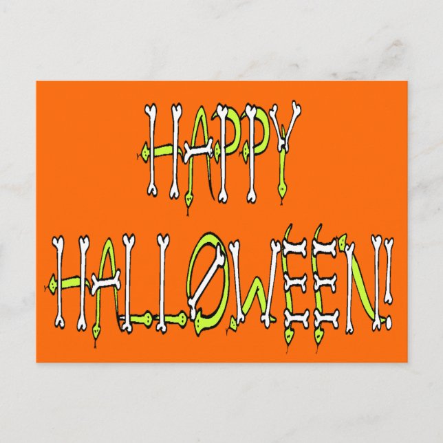 Halloween-Schlangen und Knochentext Postkarte (Vorderseite)