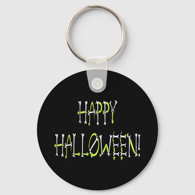 Halloween-Schlangen und Knochentext Schlüsselanhänger (Vorderseite)
