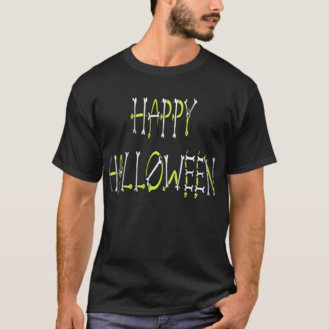 Halloween-Schlangen und Knochentext T-Shirt (Vorderseite)