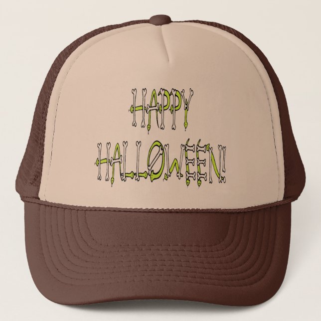 Halloween-Schlangen und Knochentext Truckerkappe (Vorderseite)