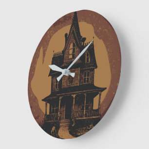 Halloween-Schloss Gruseliges Spukhaus Große Wanduhr