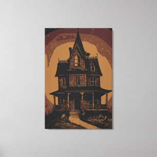 Halloween-Schloss Gruseliges Spukhaus Leinwanddruck