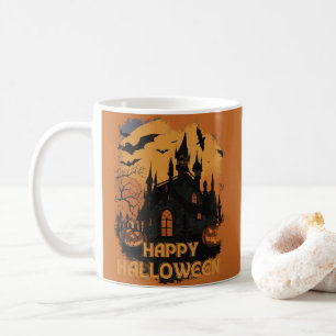 Halloween-Schloss unter Mondlicht Kaffeetasse