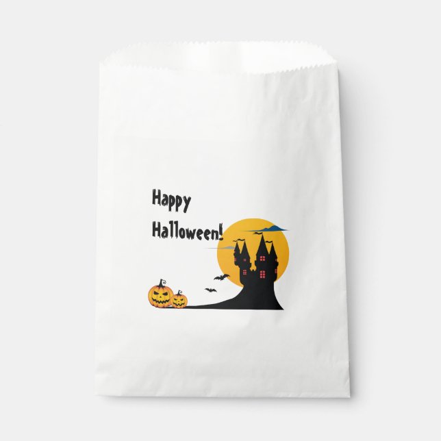 Halloween - Schloss, Vollmond, Fledermäuse und Kür Geschenktütchen (Vorderseite)