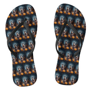 Halloween Schnauzer mit Pumpkins Beängstigend Flip Flops