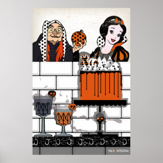 Halloween-Schnee Weißes Gift und Kuchenposter Poster