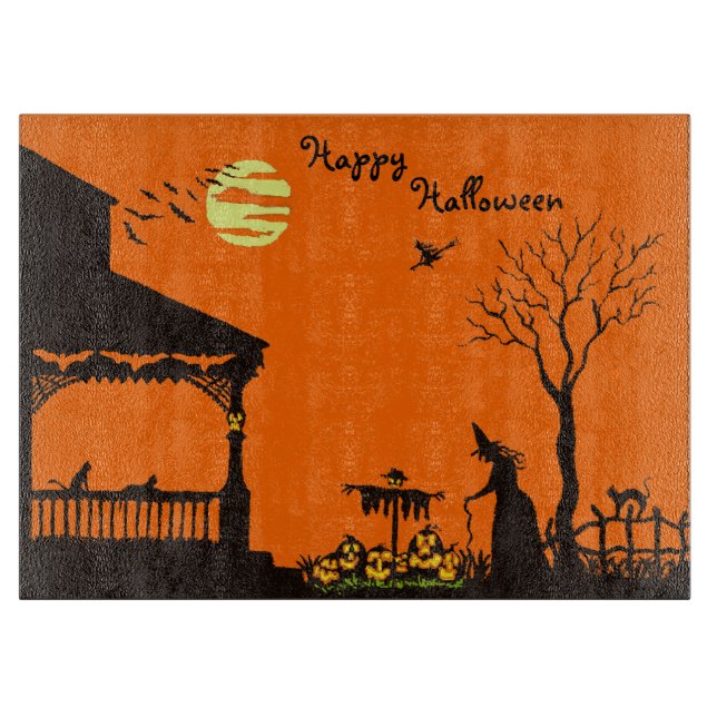 Halloween-Schneidebrett, Hexen, Vogelscheuche, Schneidebrett (Vorderseite)
