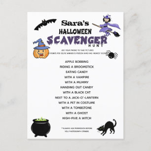 Halloween-Schnitzeljagd-Spielparty Ankündigungspostkarte