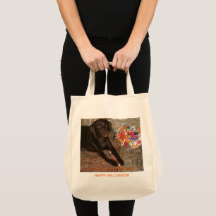 Halloween Schokolade Labrador Hund mit Sweet Tooth Tragetasche