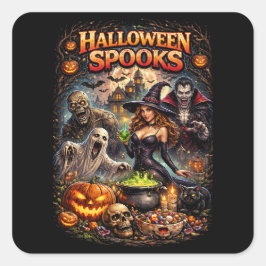 Halloween-Schrecken Quadratischer Aufkleber