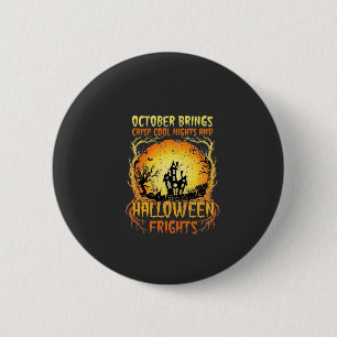 Halloween-Schrecken Spukhaus Vollmond Kürbisse Button