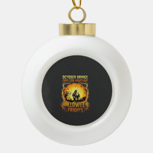 Halloween-Schrecken Spukhaus Vollmond Kürbisse Keramik Kugel-Ornament