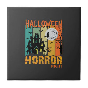 Halloween-Schreckensnacht Gruselhaus Vektor_1 Fliese
