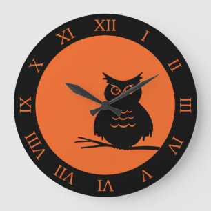 Halloween-Schrei-Eule Große Wanduhr
