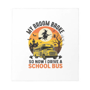 Halloween Schulbus Hexe Vintage Lehrer Design_ Notizblock