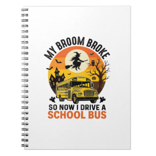 Halloween Schulbus Hexe Vintage Lehrer Design_ Notizblock