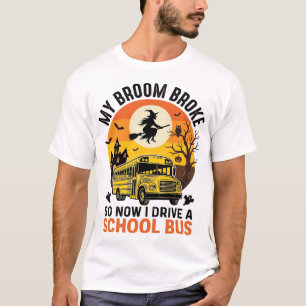 Halloween Schulbus Hexe Vintage Lehrer Design_ T-Shirt