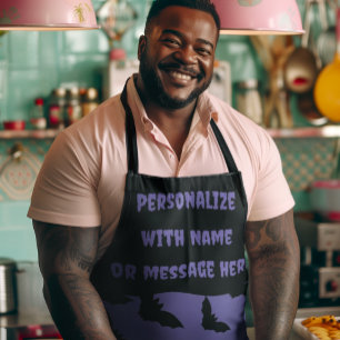 Halloween-Schürze für Lila und Schwarzes Bat Schürze