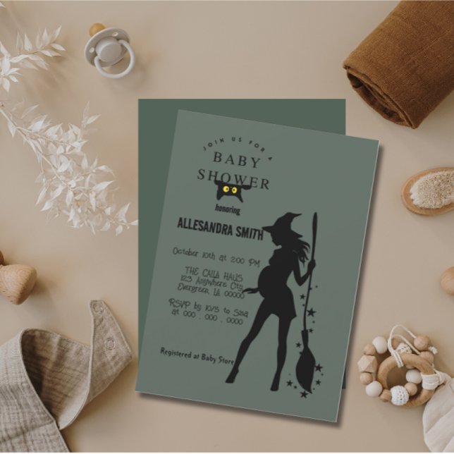 Halloween-Schwangere Einladung (Halloween Pregnant Witch Gender Neutral Invitation)