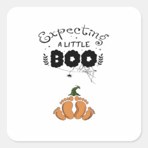 Halloween Schwangerschaft Mama erwartet wenig Boo Quadratischer Aufkleber
