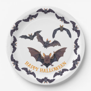 Halloween-Schwarm von gruseligen Fledermäusen Pappteller