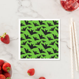 Halloween Schwarz-Fledermäuse grün coole Gaumenmus Serviette