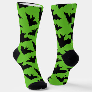 Halloween Schwarz-Fledermäuse grün coole Gaumenmus Socken