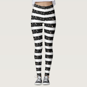 Halloween-Schwarz-Glitzern-Streifen in Weiß Leggings