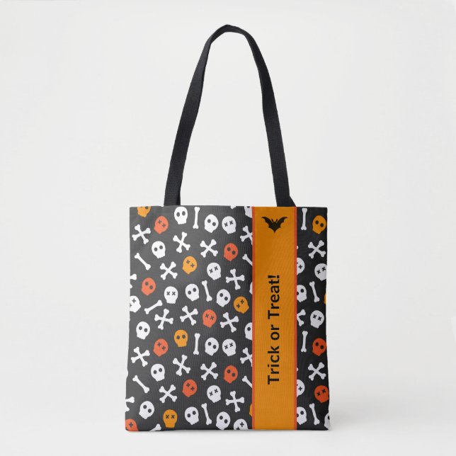 Halloween Schwarz, Orange und Weiß Symbole Tasche (Vorderseite)