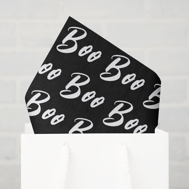 Halloween Schwarz/Weiß-Boottextmuster Seidenpapier (Geschenktüte)