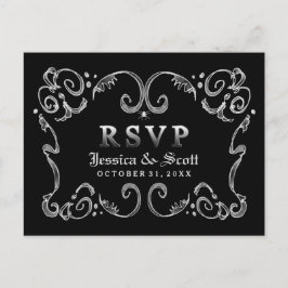 Halloween Schwarz-weiß Gothic Scroll UAWG Einladungspostkarte